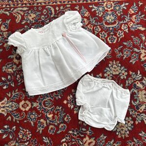 Allison Ann 0-3 Months Newborn poly cotton baby dress White 2 piece